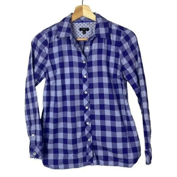 Talbots Purple & Blue Plaid Long Sleeve Button Down S - Picture 1 of 3